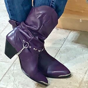 Dark Purple Slouch Boots Size 9 EUC